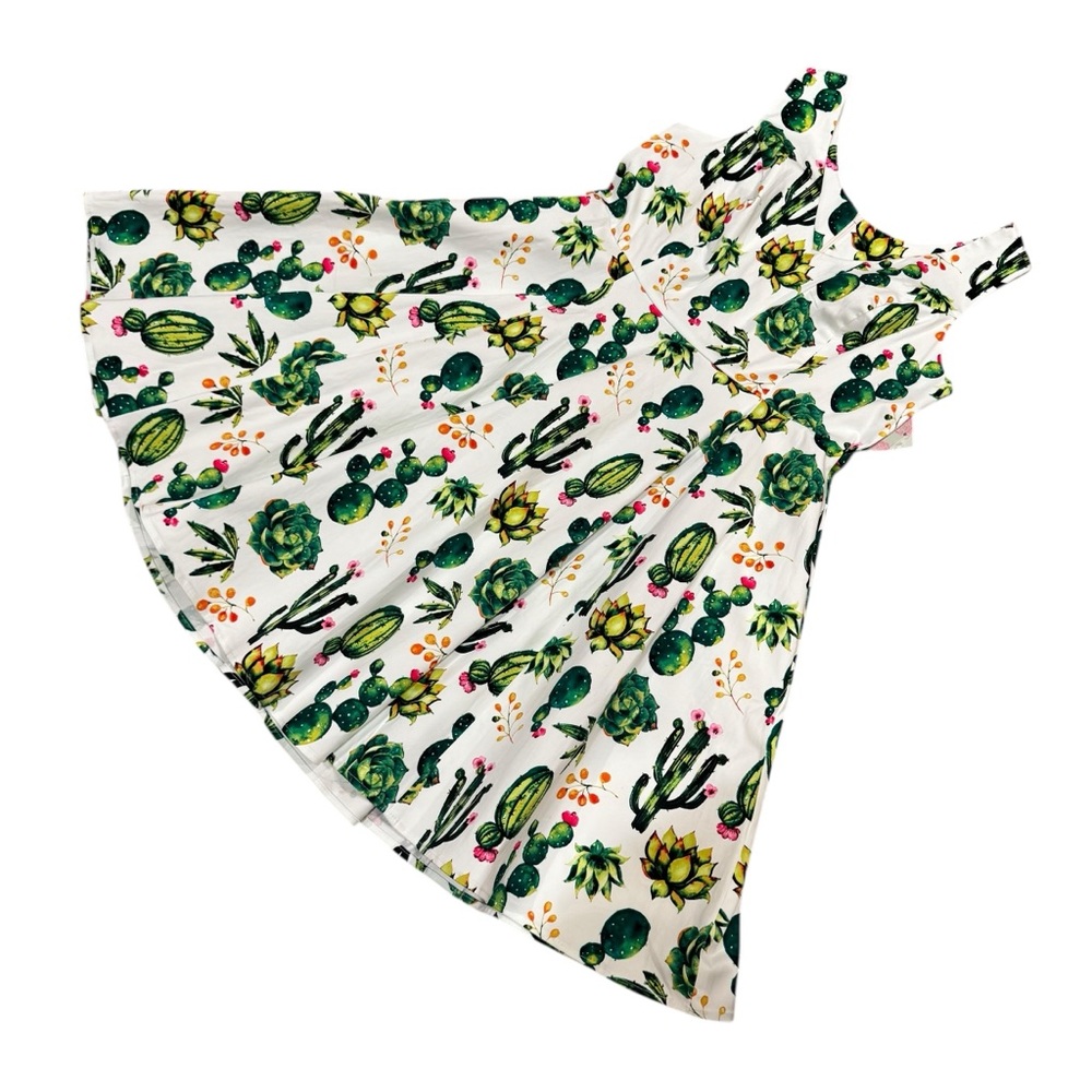 NEW Eva Rose Retro 1950s Cactus & Succulent Print Fit and Flare Dress